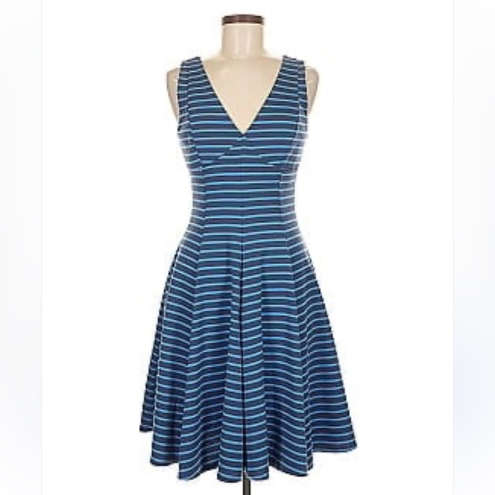 Peter Som for Design Nation blue striped sleeveless fit flare dress NWOT size 12